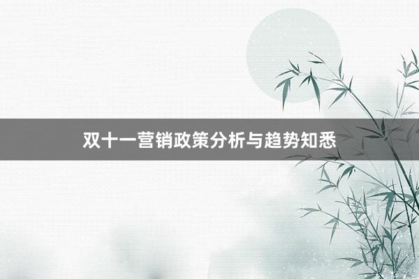 双十一营销政策分析与趋势知悉